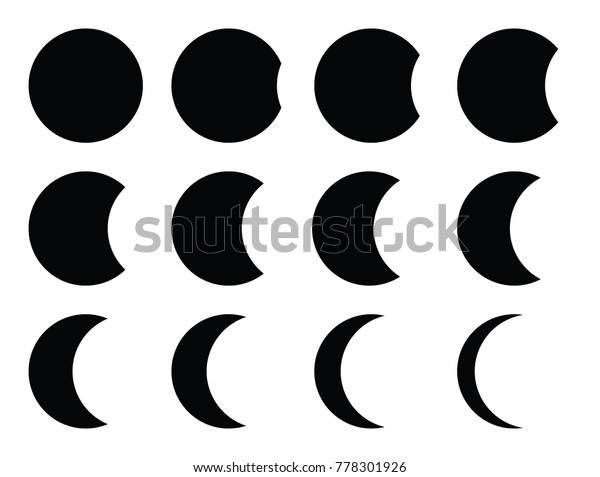 Eclipse Circle Set Stages Moon Shapes Stock Vector (Royalty Free) 778301926