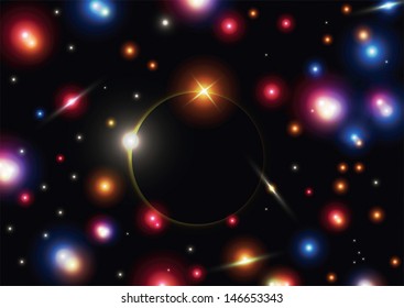 Eclipse with colorful star in space, VECTOR, EPS10