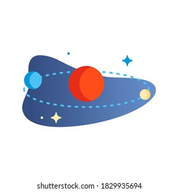 Eclipse concept vector illustration. Space icon with planet, moon, sun, and star