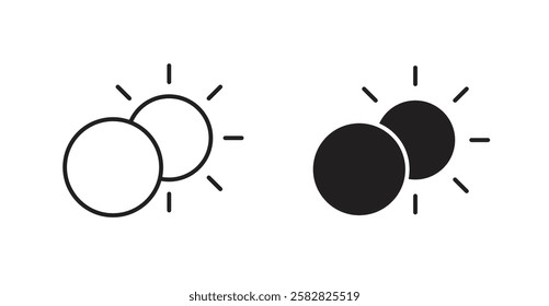 Eclipse filled and outlined icons vectors on white background