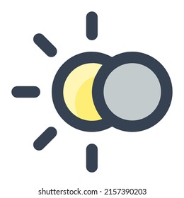 Eclipse in gray and yellow color filled icon. Sun, moon, lunar, eclipse symbol