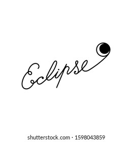 Eclipse. Hand lettering on a white background . Vector illustration with an astronomical phenomenon.