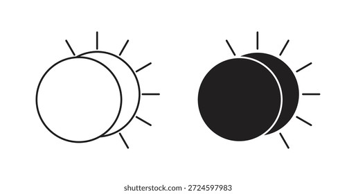 Eclipse icon glyph and line set thin line symbol concept.