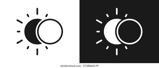 Conjunto De Iconos De Eclipse Glifo En Fondo Blanco Y Negro