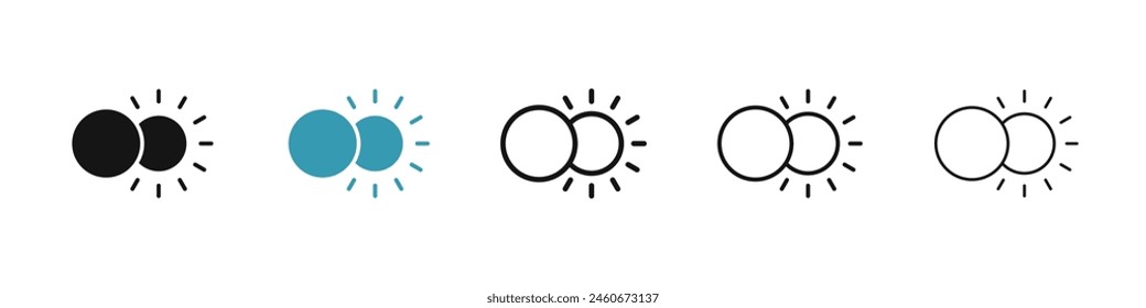 Eclipse icon set. Solar or moon eclipse vector icon for UI designs.