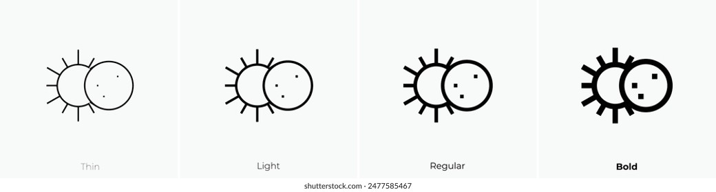 eclipse icon. Thin, Light Regular And Bold style design isolated on white background