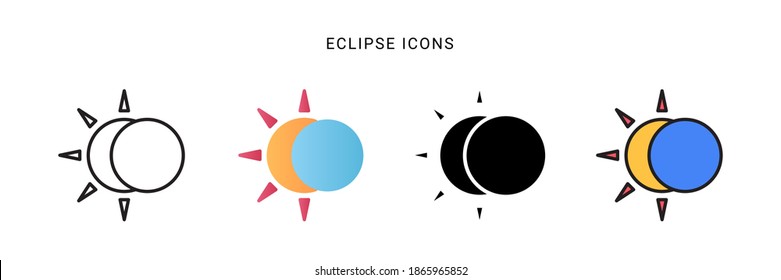 eclipse icon vector with different style design. isolated on white background