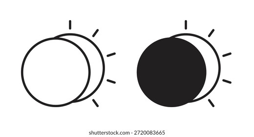 Iconos del eclipse del negro coloreado en diversos estilos