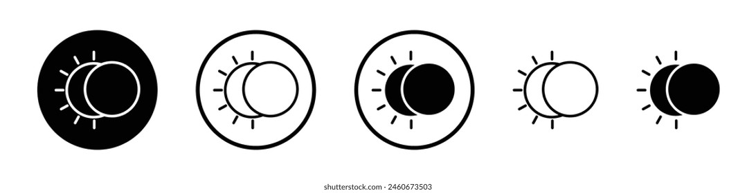 Eclipse Icons Collection. Astronomical Event Symbols. Solar and Lunar Eclipse Icons in Dual Style.