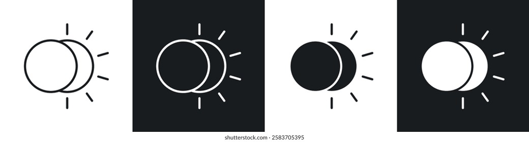 Eclipse icons collection in black and white filled and line versions