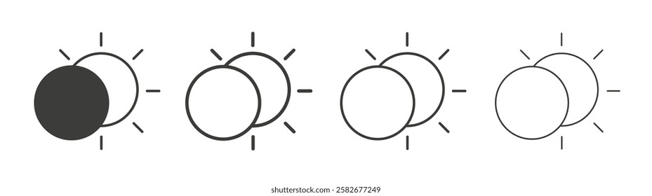 Eclipse icons set vectors graphic designs