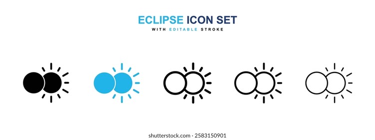 Eclipse icons vector collection in black and blue colors on white background