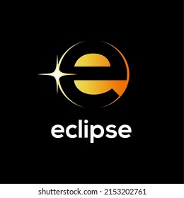 eclipse with letter e , Design element for logo, poster, card, banner, emblem, t shirt. Vector illustration