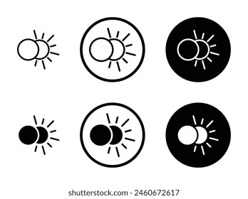 Eclipse line icon set. Solar or moon eclipse icon suitable for apps and websites UI designs.