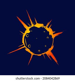 Eclipse logo line pop art potrait colorful design with dark background. Abstract vector illustration.