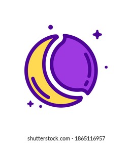 Eclipse moon. Lineal color style .Space science astronomy icon symbol. Vector Illustration.