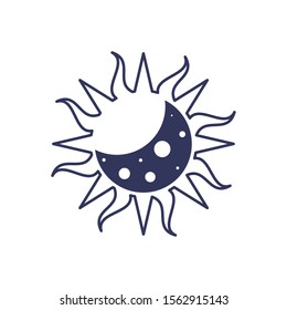 eclipse moon sun line image vector illustration