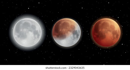 Eclipse realistic composition with planet in different colors and galaxy on background vector illustration