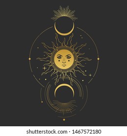 Eclipse. Sacred geometry. Abstract vector illustration