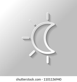 Eclipse. Simple linear icon with thin outline. Paper style with shadow on gray background