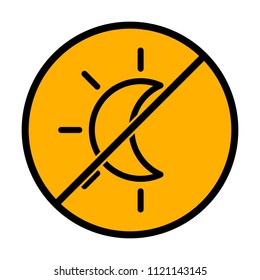 Eclipse. Simple linear icon with thin outline. not allowed, black object in warning sign with orange background color