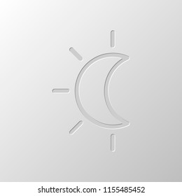 Eclipse. Simple linear icon with thin outline. Paper design. Cutted symbol. Pitted style