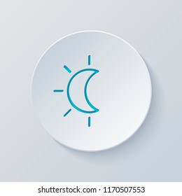 Eclipse. Simple linear icon with thin outline. Cut circle with gray and blue layers. Paper style