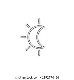 Eclipse. Simple linear icon with thin outline. Dotted outline silhouette with shadow on white background
