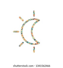 Eclipse. Simple linear icon with thin outline. Colored mosaic with polygons