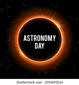 Eclipse of the sun corona light glow. Astronomy day. Vector illustration