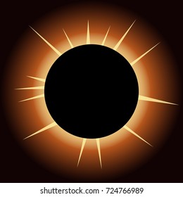The eclipse of the sun, the moon closes the sun. Flat design, vector illustration, vector.