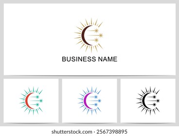 Eclipse Sun Shooting Star Logo Design