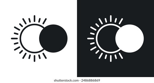 Eclipse vector icon set in solid black and white color