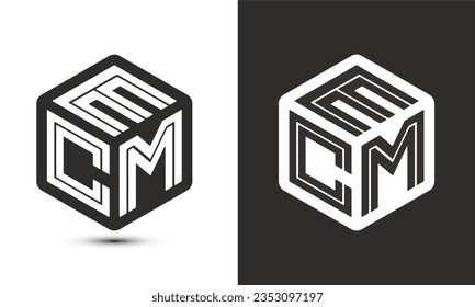 ECM letter logo design with illustrator cube logo, vector logo modern alphabet font overlap style. Premium Business logo icon. White color on black background