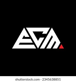 ECM triangle letter logo design with triangle shape. ECM triangle logo design monogram. ECM triangle vector logo template with red color. ECM triangular logo Simple, Elegant, and Luxurious design.