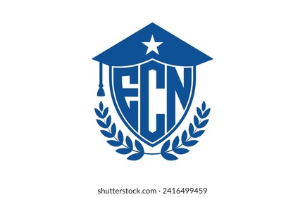 ECN initial letter academic logo design vector template. monogram, abstract, school, college, university, graduation, symbol, shield, model, institute, educational, coaching canter, tech, sign, badge