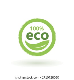 Eco 100 Natural Stamp Illustration. premium quality, locally grown, healthy food natural products, farm fresh sticker. Vector menu organic label, food product packaging bio emblem