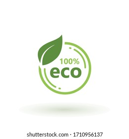 Eco 100 Natural Stamp Illustration. premium quality, locally grown, healthy food natural products, farm fresh sticker. Vector menu organic label, food product packaging bio emblem