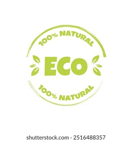 Eco 100%  product badges in green colors white isolated background. Ecology logo icons and eco friendly products 