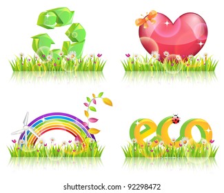 Eco Abstract Background Icon Set Vector