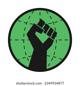 Eco activism fist icon. Vector illustration outline flat design style.