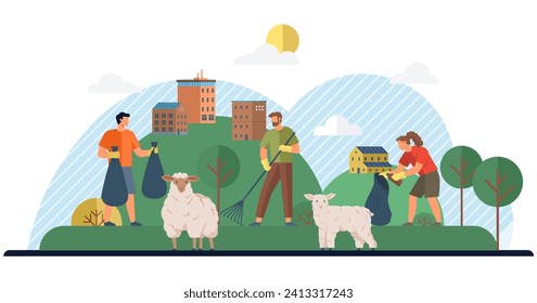 Ilustración vectorial del activismo ecológico. La metáfora del eco activismo es proteger hilos delicados nuestra derrota de contaminación ecológica es el eco-activismo triunfal, la victoria para el planeta y el futuro