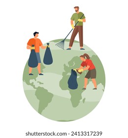 Eco activism vector illustration. Waste reduction is frontline action in eco activism war against environmental degradation The eco activism metaphor is shield guarding delicate threads our ecological