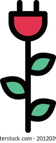 Icono de color de línea vectorial del adaptador Eco