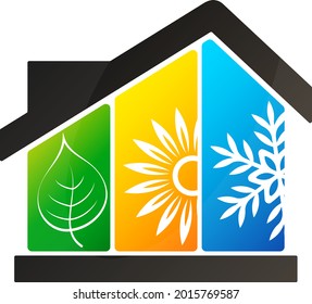 Eco air conditioner in home symbol