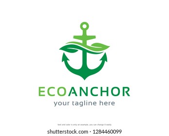 Eco Anchor Logo Template Design Vector, Emblem, Concept Design, Creative Symbol, Icon
