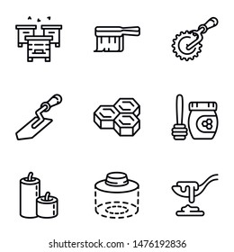 Eco apiary icon set. Outline set of 9 eco apiary vector icons for web design isolated on white background