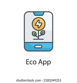 Eco App vector Filled Outline Icon Design illustration on White background. EPS 10 File 