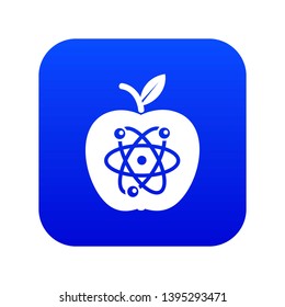 Eco apple icon blue vector isolated on white background