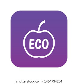 ECO apple icon digital purple for any design isolated on white vector illustration